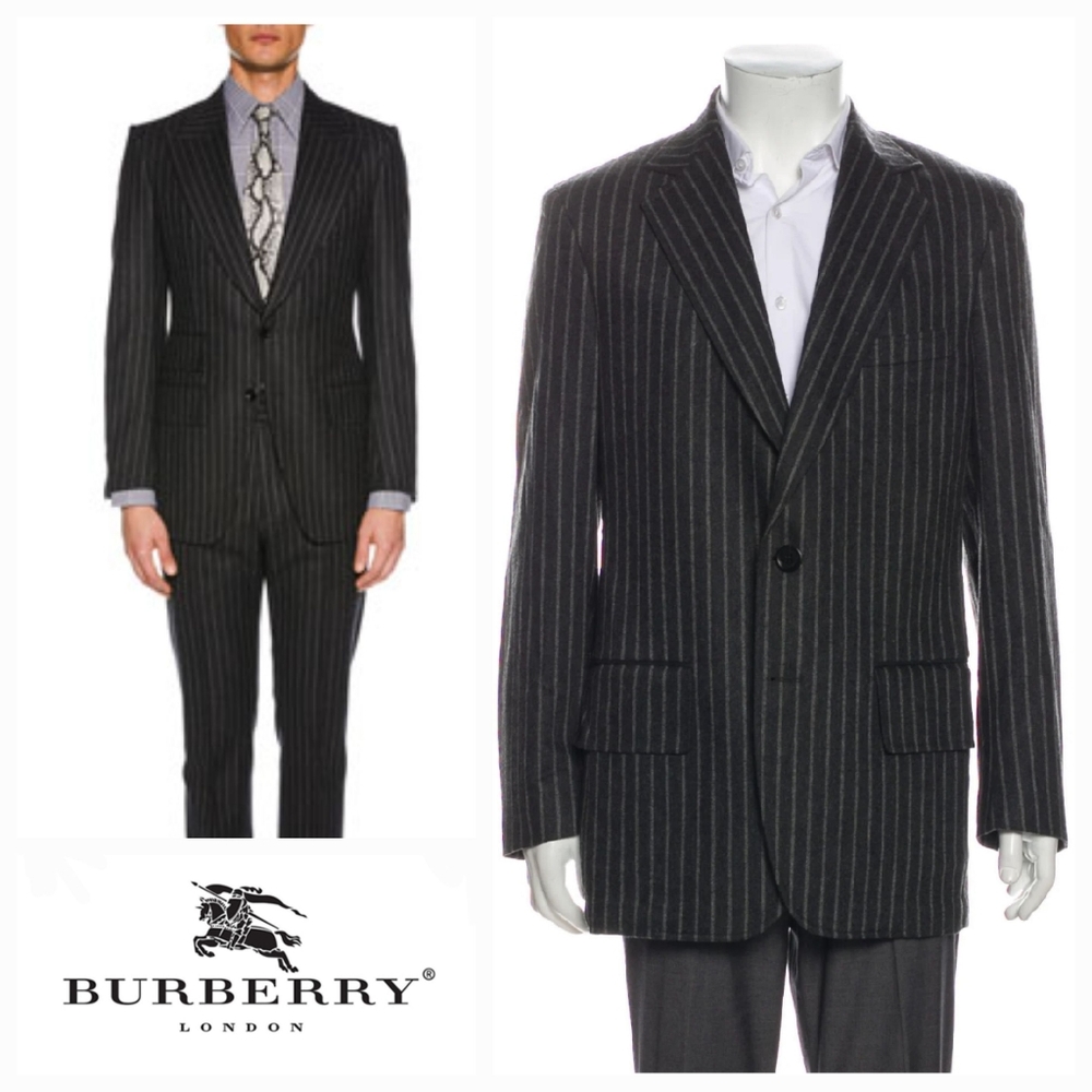 Burberry London Pinstripe Wool Blazer US 42 Long